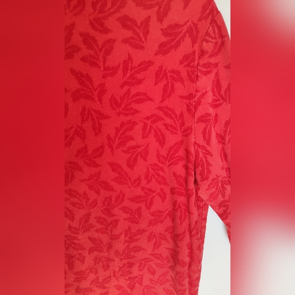 Coldwater Creek Red Tunic Shirt Red Leaf Print Small Missing buttons Lagenlook - Picture 4 of 10